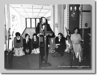 Mr Coleman talking, Val Westgate at the piano